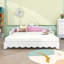 Lit de jour simple rembourré moderne à DEL avec tête de lit couronne et cadre extensible-73933192