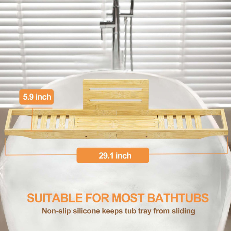 Plateau de baignoire en bambou naturel - Table de salle de bain robuste et durable pour un décor de salle de bain luxueux