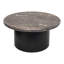 Table basse ronde minimaliste en pierre et métal pour salon - Petite table moderne au style luxueux pour un coin détente - 76 cm, noire