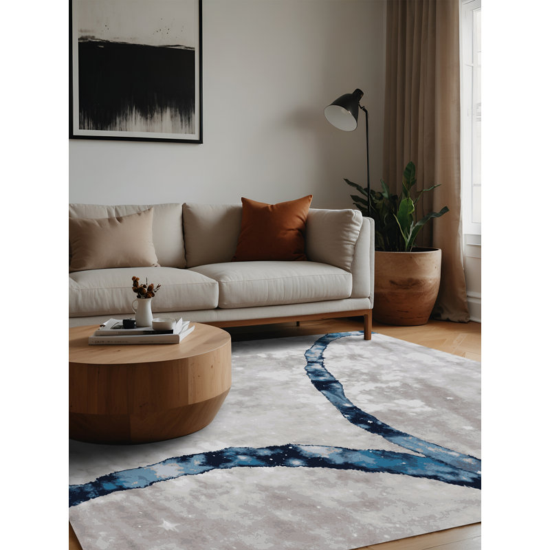 Tapis gris lavable à la machine, Carré 4 pi