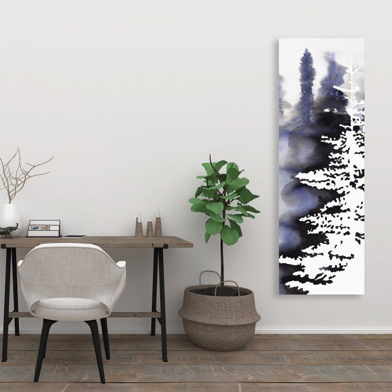 Silhouette d'une forêt - Art illustratif sur toile blanche pour la maison