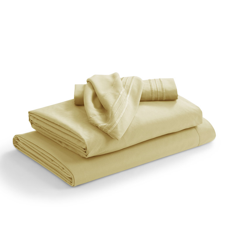  Ensemble de draps hypoallergéniques à double brossage 1800 Series, Jaune moelleux
