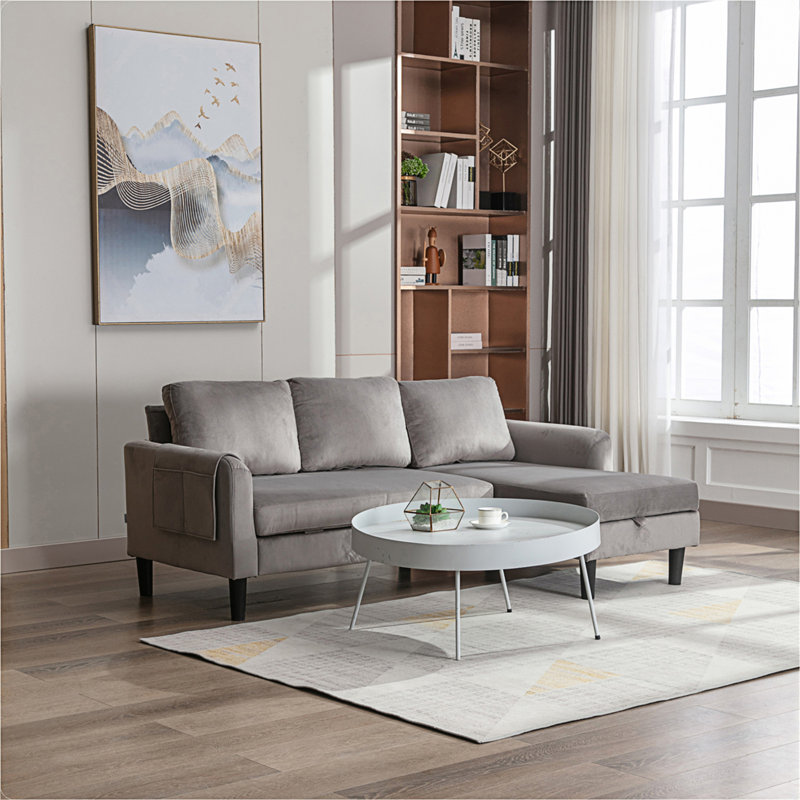 Darea Velvet L-Shaped Sectional Reversible