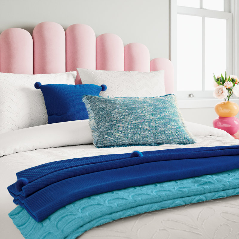 Pom Pom Cushion 45x45cm, Dark Blue