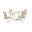 Ensemble de 5 pièces pour coin-repas pour 4 personnes comprenant une table de salle à manger rectangulaire avec pieds en V et 4 chaises Parsons en tissu de couleur crème multicolore-822222695-901923229