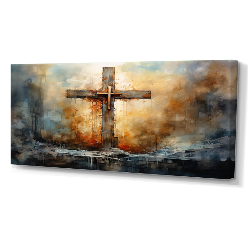 Croix, symbole puissant - art mural, Toile tendue, H 28 po x l 60 po x P 1,5 po