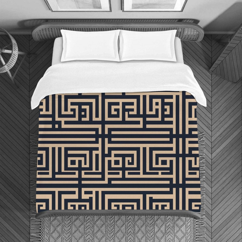 Housse de couette Mandala, Housse de couette simple, Brun / bleu