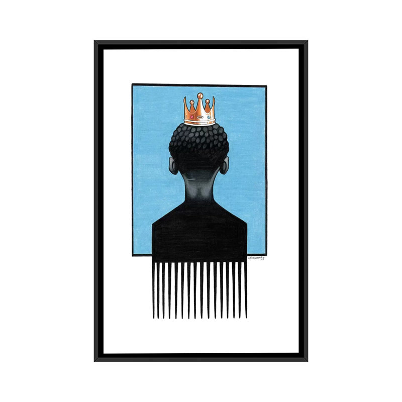 « Little Prince Afropick » par Manasseh Johnson-impression, H 60 po x l 40po x P 1,5 po, Toile avec cadre noir, Pas de tapis