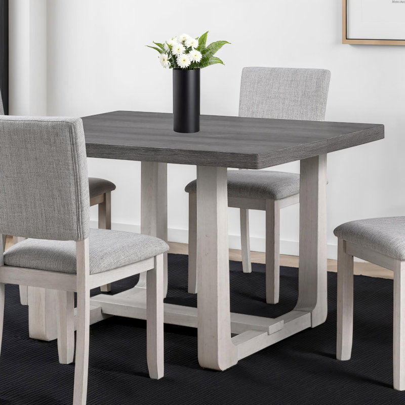 Dremon Trestle Dining Table, Gray Wood