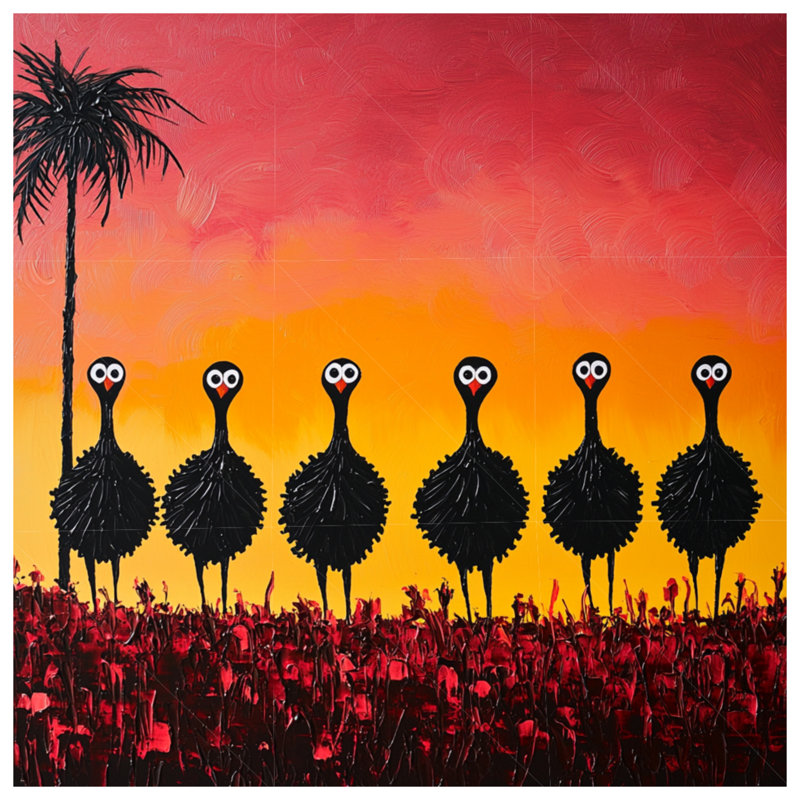 Tapisserie murale Emu - Décoration murale animal, 51in H x60in W with 4 Grommets