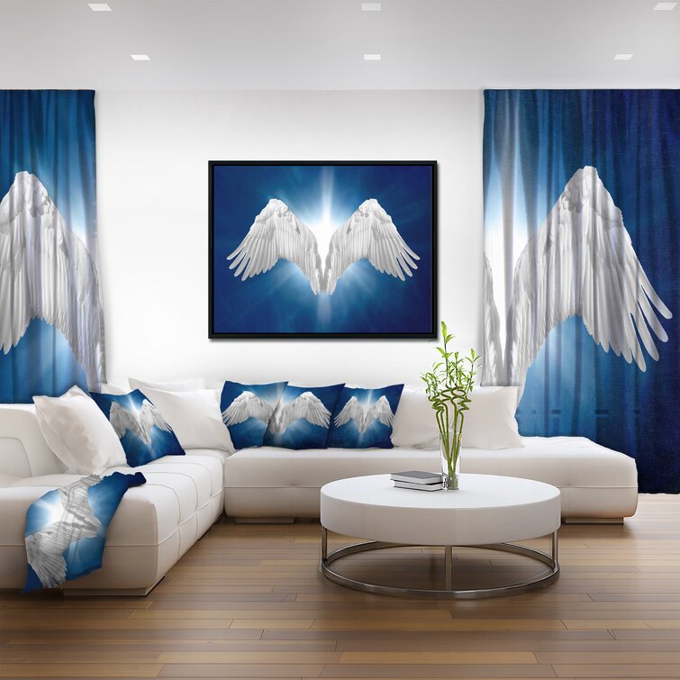 Bless international Angel Wings On Blue Background Framed On