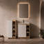 Ensemble de meuble-lavabo 24 po avec lavabo et armoire de salle de bain haute de 16 po, ensemble de meuble-lavabo en contreplaqué de chêne clair avec lavabo en céramique à bord mince, panneaux de porte interchangeables noir et blanc, solution de rangement moderne