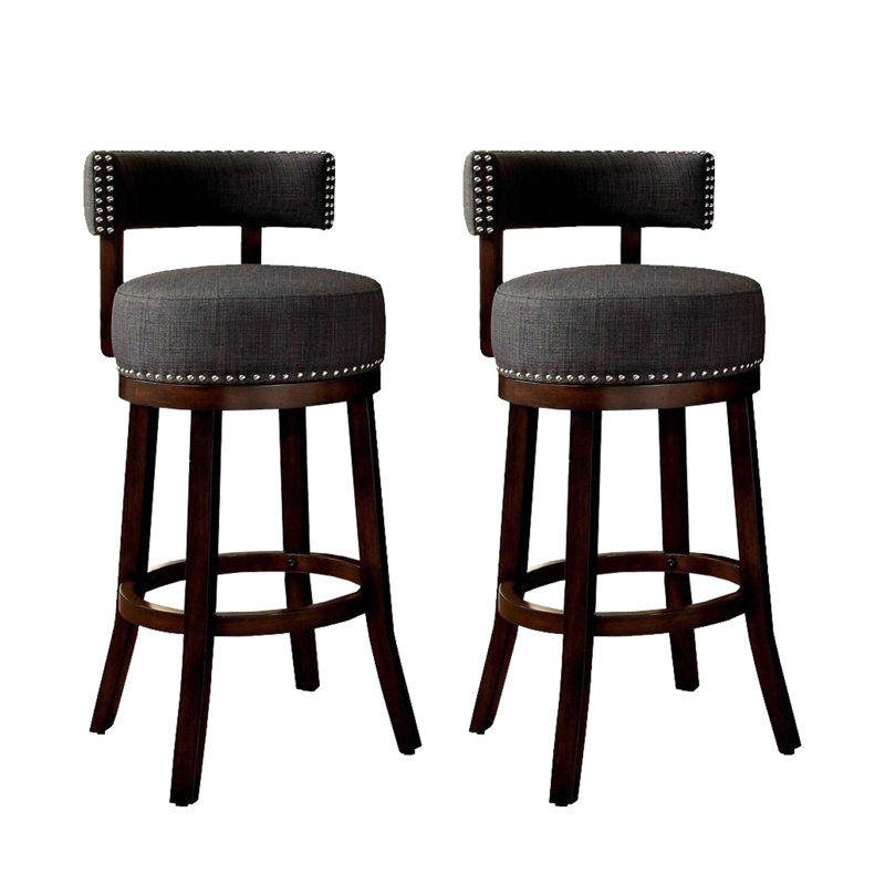 Ensemble de 2 tabourets de bar en bois Nisbett, gris