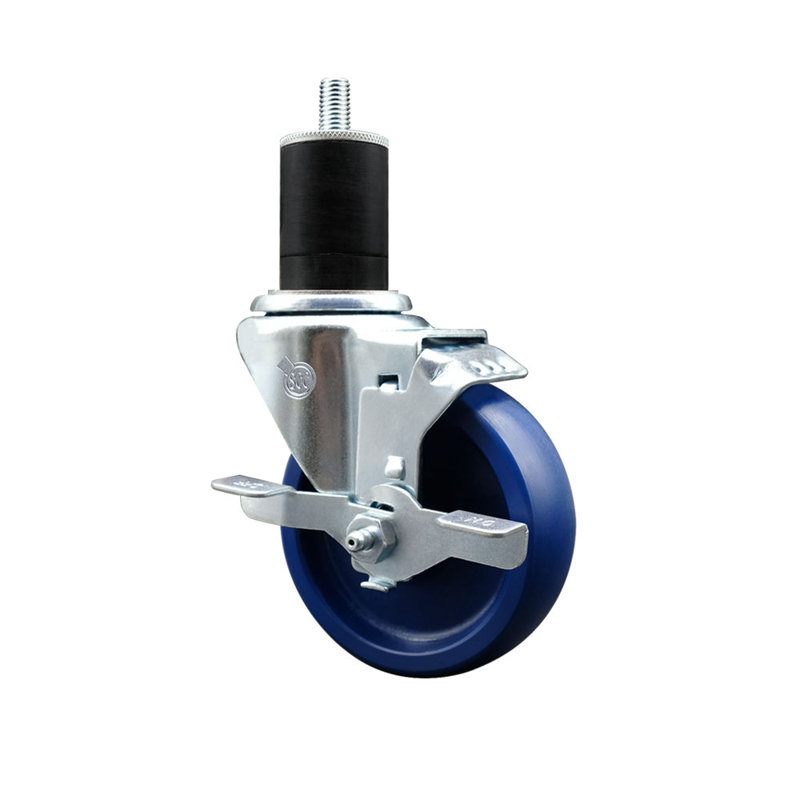 Roulettes extensibles solides en poly pivotant avec frein SCC TLB 4 po x 1-3 / 4 po