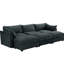 Siège large à 3 places avec repose-pieds, canapé modulaire gris chenille pour le salon, tiroir coulissant sous chaque siège, tissu lisse et lisse, canapé-lit de cinéma disponible en plusieurs tailles, usure-121369209