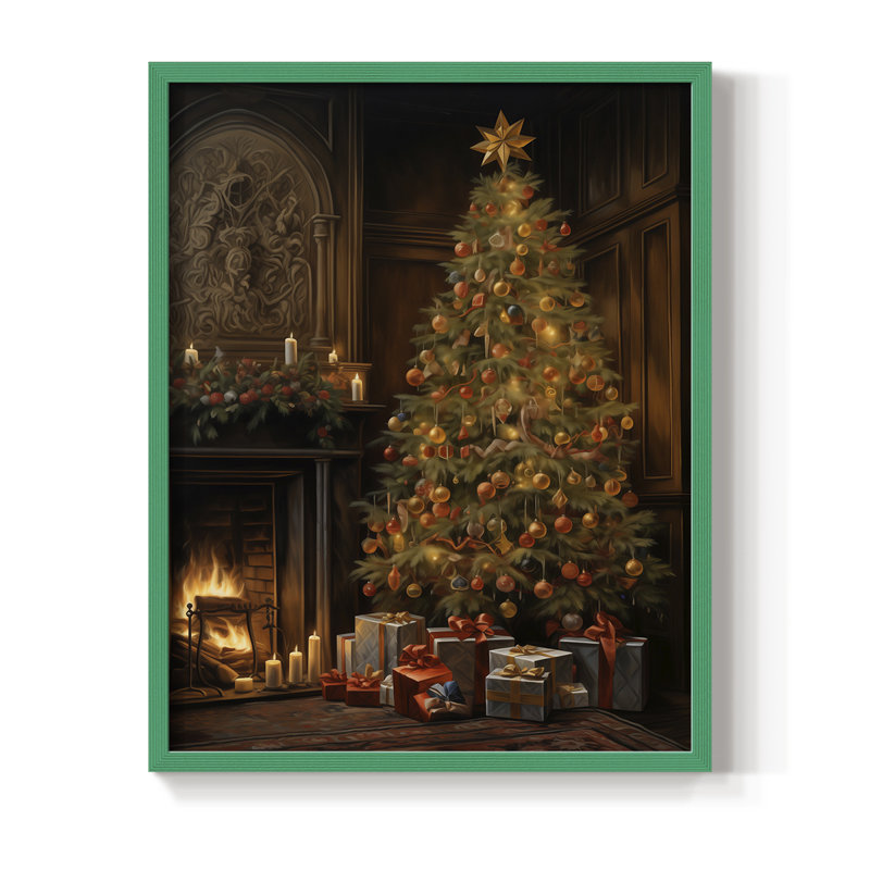 «Christmas Holiday Art» DCLxx, reproduction d'art encadrée - bois massif, H 30 po x l 24 po, Vert