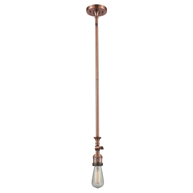 Franklin Restoration - Kuol - 1 Light 4" Stem Hung Tiltable Mini Pendant - LED Bulb, Antique Copper