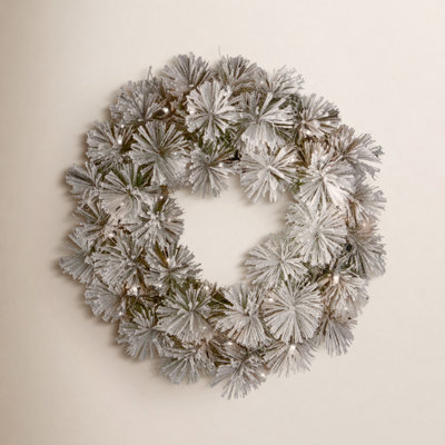 24" Frosted Pre-Lit Wreath