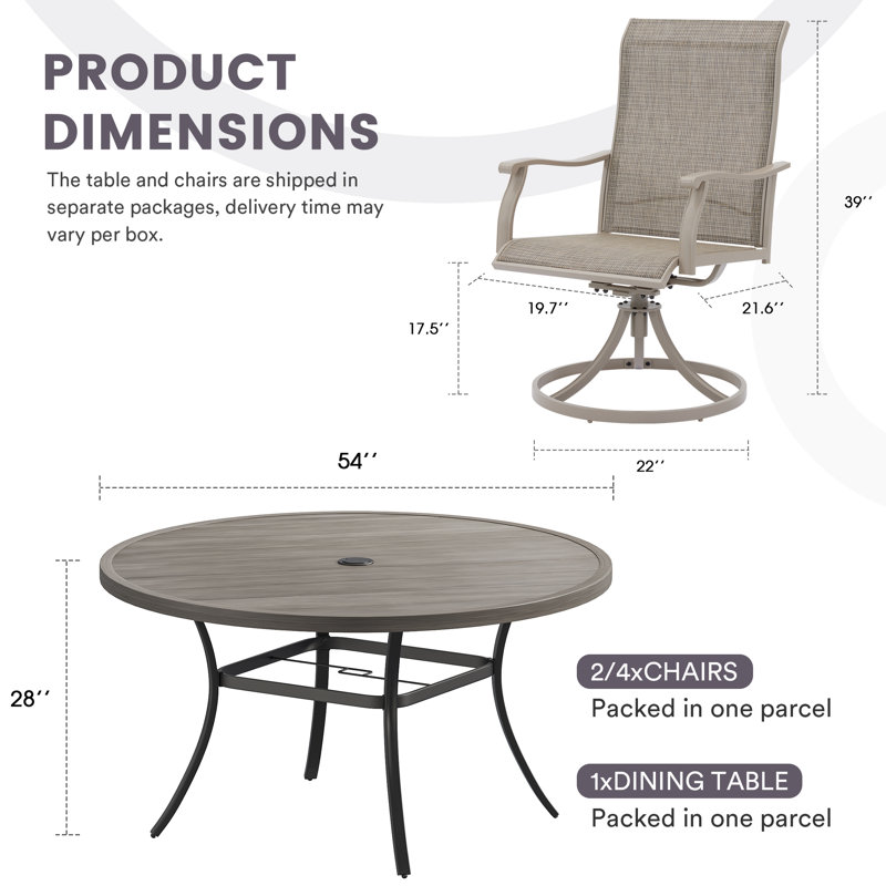 Nectarie Round 8 - Person 54'' L Outdoor Patio Dining Set with 8 Swivel PVC-Coated Polyester Chairs