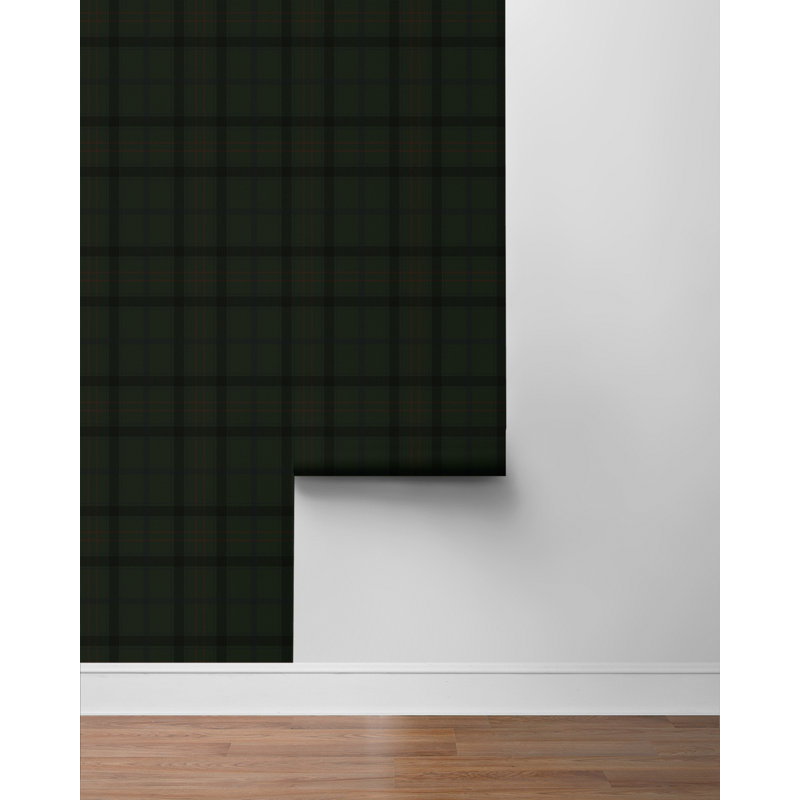 Papier peint auto-adhésif à carreaux Ebav Designs, L 33 po x l 20,90 po, Papier, Vert