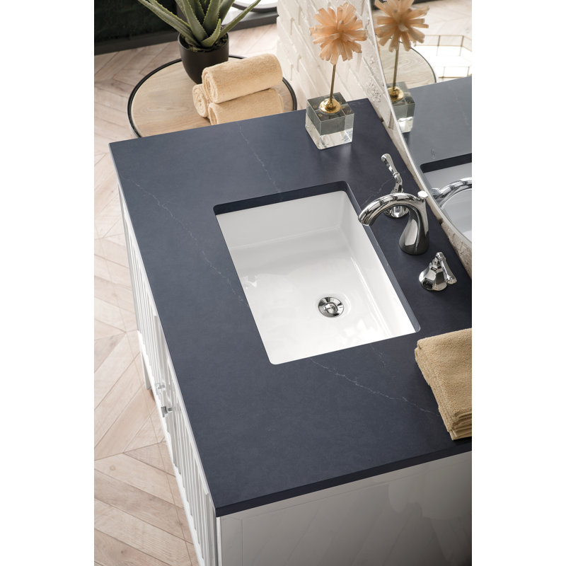Athens 36'' W Single Vanity, Charcoal Soapstone, Glossy White, 8" Widespread