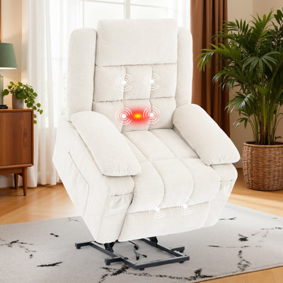 KORSER Power Lift Recliner Chairs, Recliner With Heat And Massage, Electric Recliner Chair For Elderly With Side Pockets
