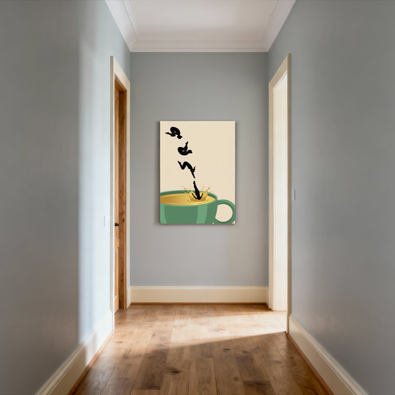 Ensemble de 1 tableau mural sur toile représentant une silhouette éclaboussée de café, H 36 po x l 24 po