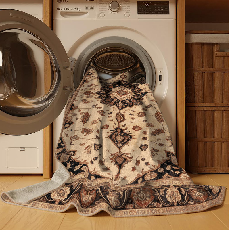 Tapis brun lavable à la machine, Rectangle de 5 pi x 8 pi