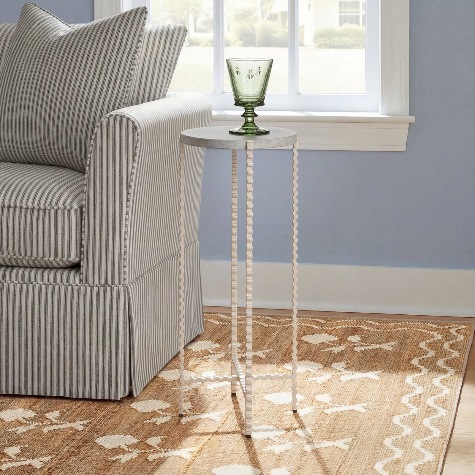 Zoa 21.75'' Tall End Table, White Marble/Gray