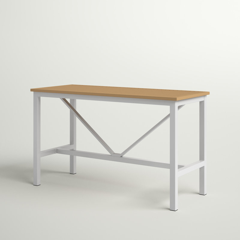 Travira Rectangular Tekwood Outdoor Bar Table, Teakwood Natural