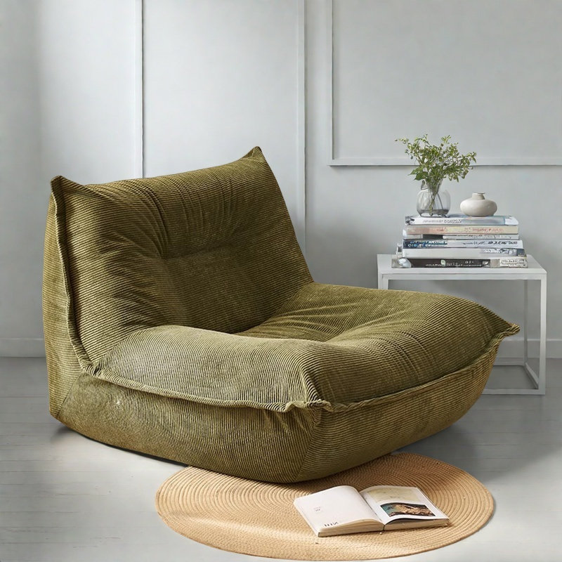 Retro Lazy Bean Bag Sofa, Green Polyester