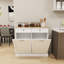 Armoire poubelle de cuisine à deux tiroirs et deux compartiments inclinables - blanc, buffet
