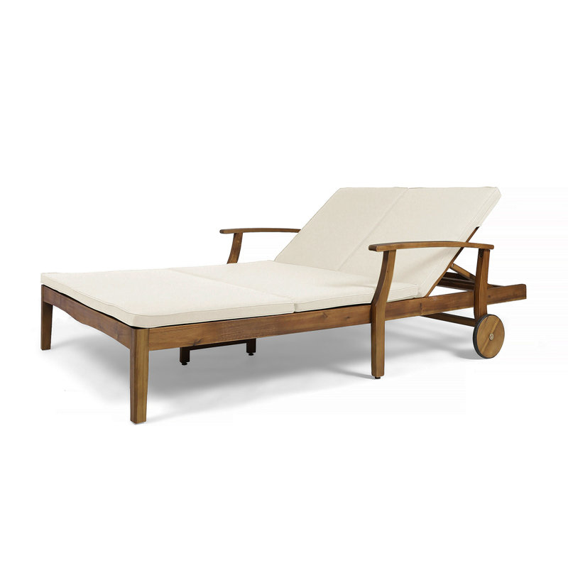 Modern Double Chaise Lounge, Cream