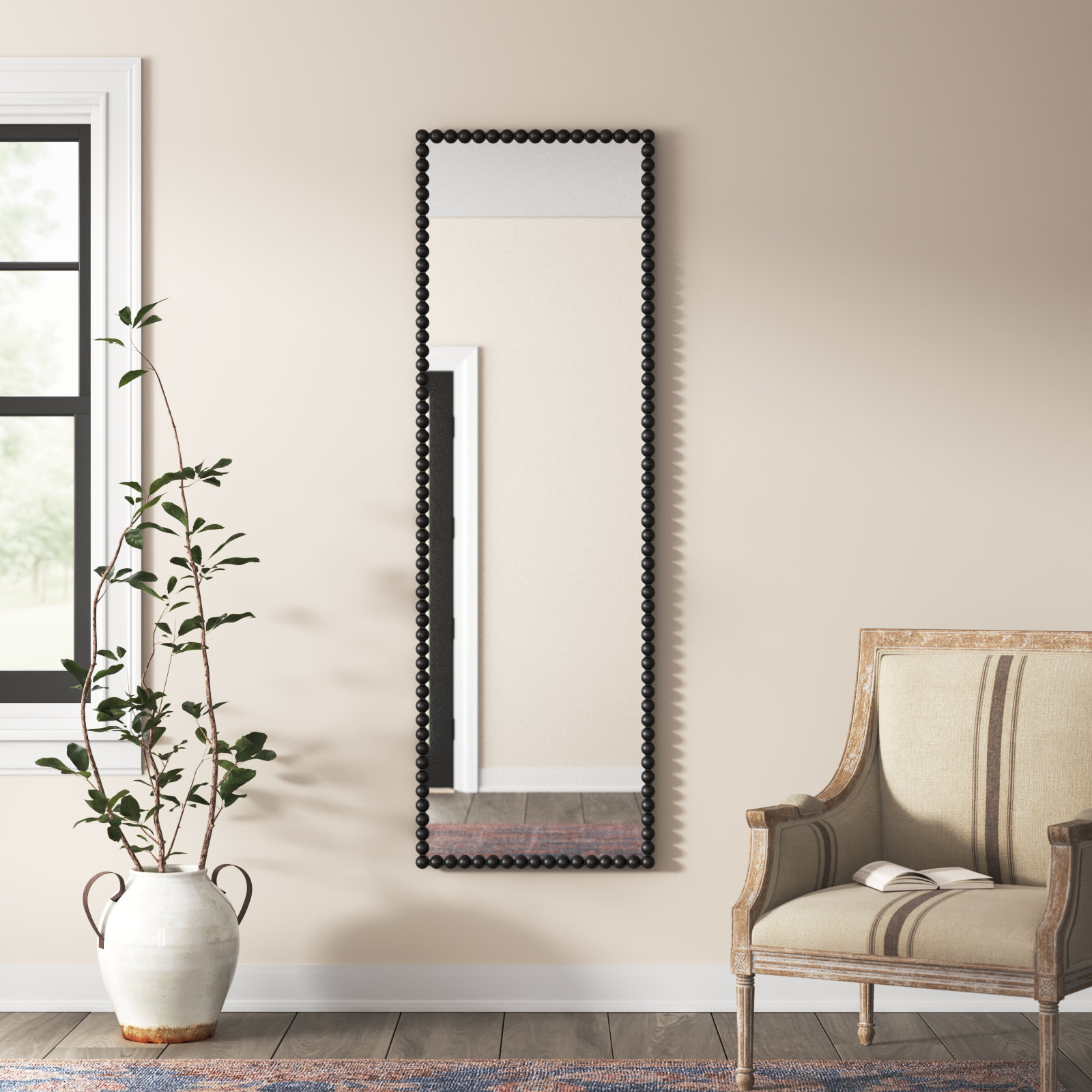 Sanne Vanity Mirror, Satin Black, 72.25" H x 23.38" W