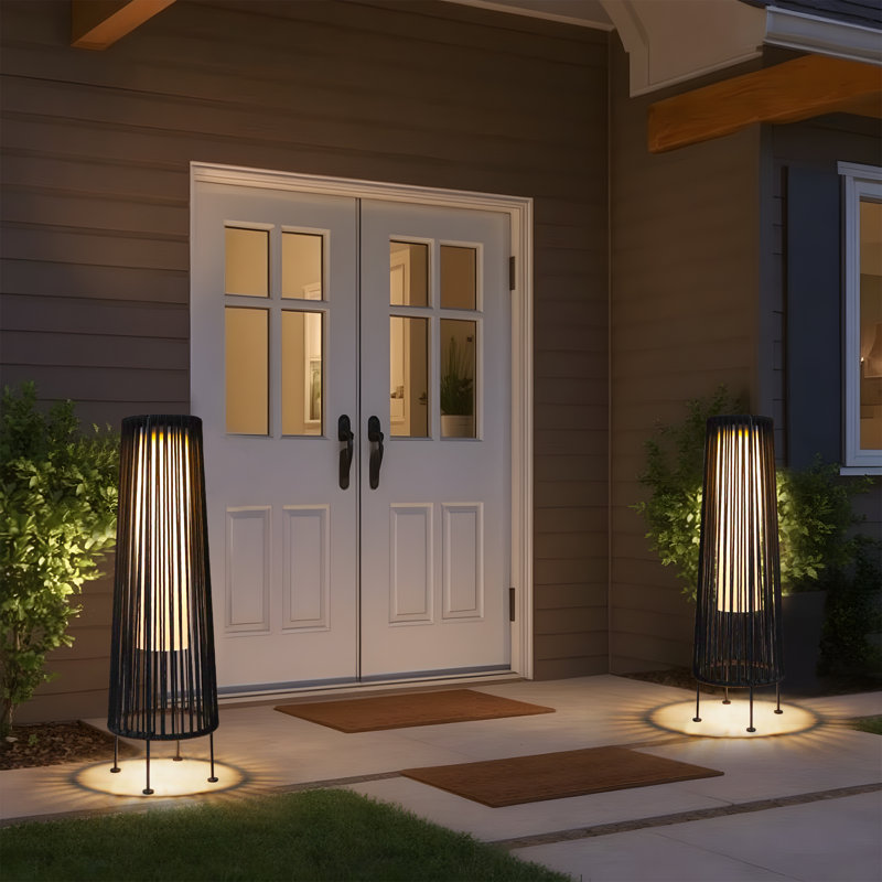 JHY DESIGN Outdoor Floor Solar Light 2-Pack, Black