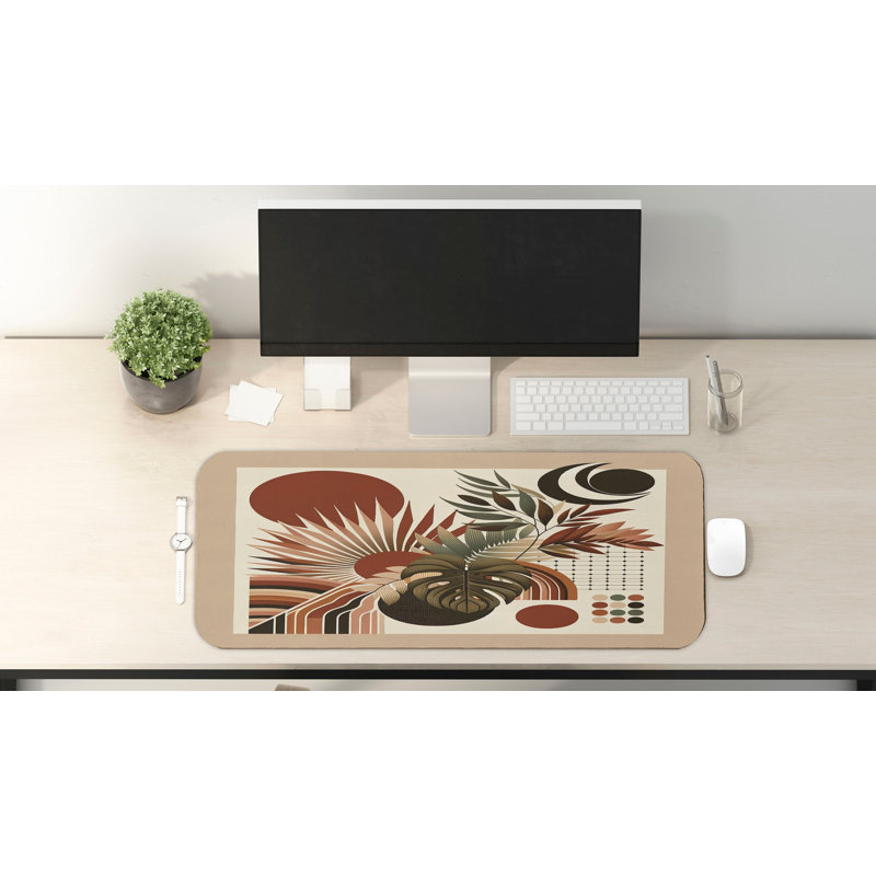 Tapis de souris de style Mid-Century abstrait 31 po x 12 po Wrought Studio ™ Monstera Gaming