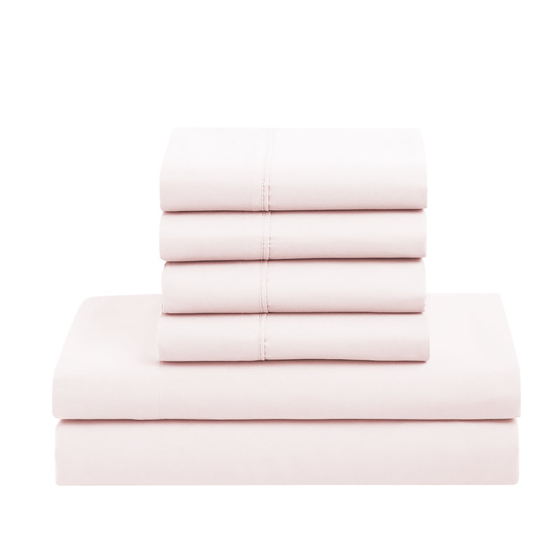  Luxury Alternative Comforter and Sheet Set, Pale Pink, Queen Comforter + 6 Additional Pieces