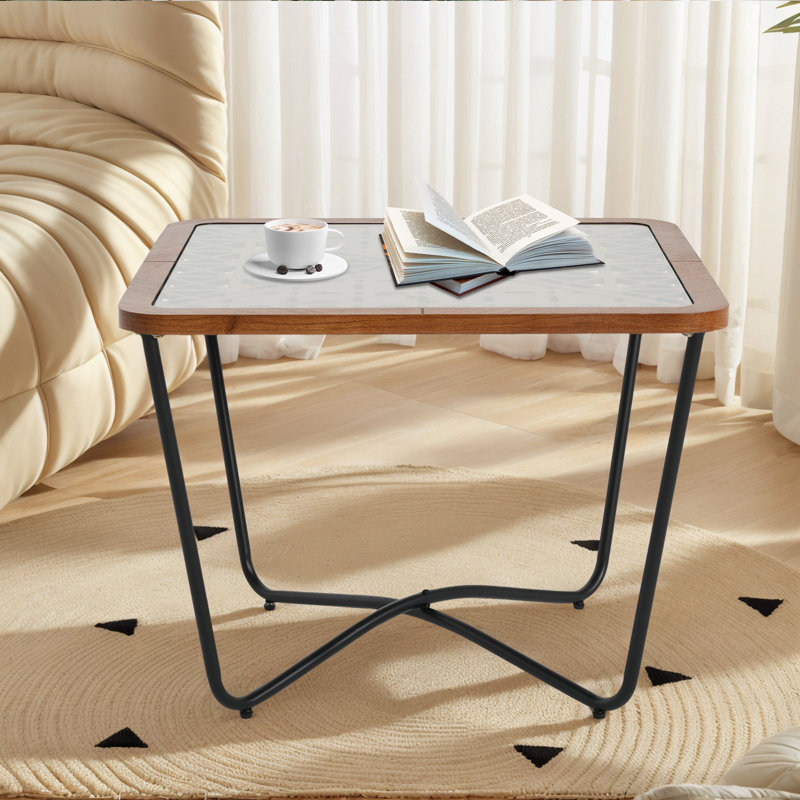 Modern Square Coffee Table With Metal Legs