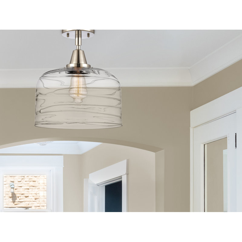 Plafonnier encastré en verre Amede, Tourbillon déco transparent, H 12,5 po x l 12 po x P 12 po, Nickel poli