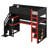 Wood Gaming Loft Bed With Stairs, Esports Gaming Loft Bed With Desk, Drawers, Shelves & Pegboard-1039626345-1039626351