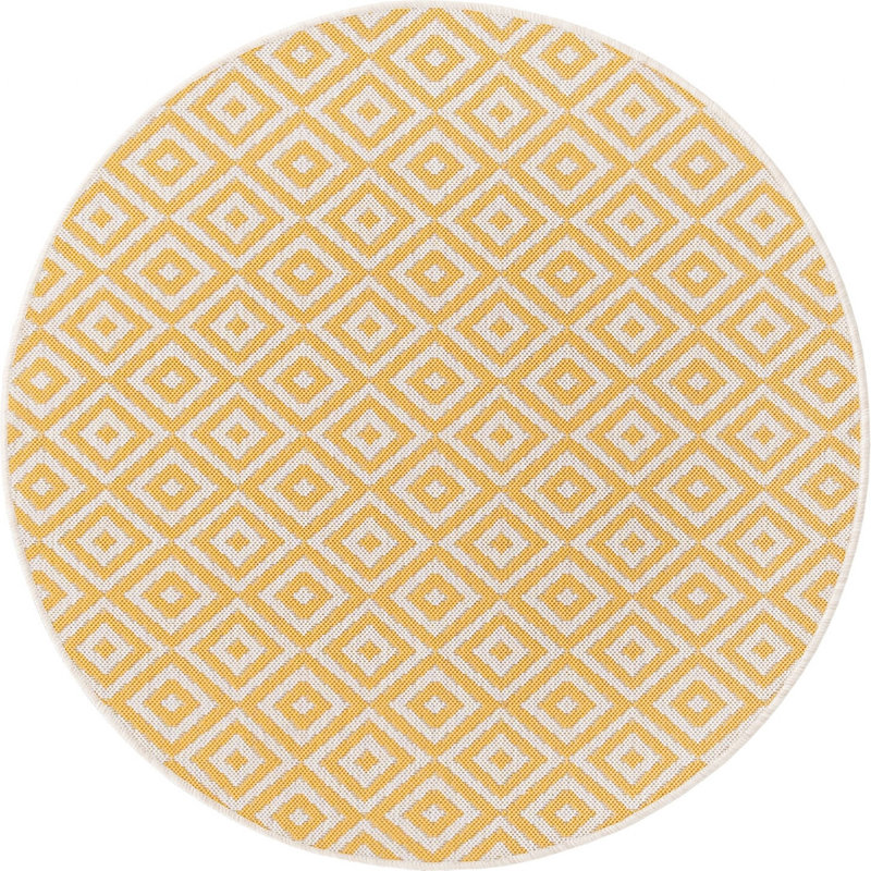 Outdoor Destiny Area Rug Gold Color, Round 4'
