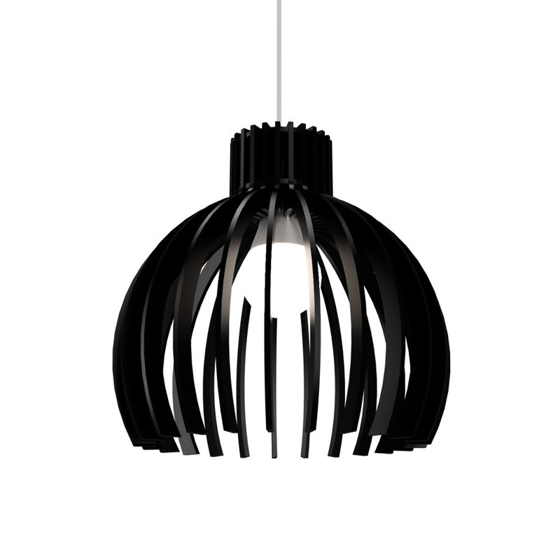Mini American Walnut Globe Pendant Light with Black Accents