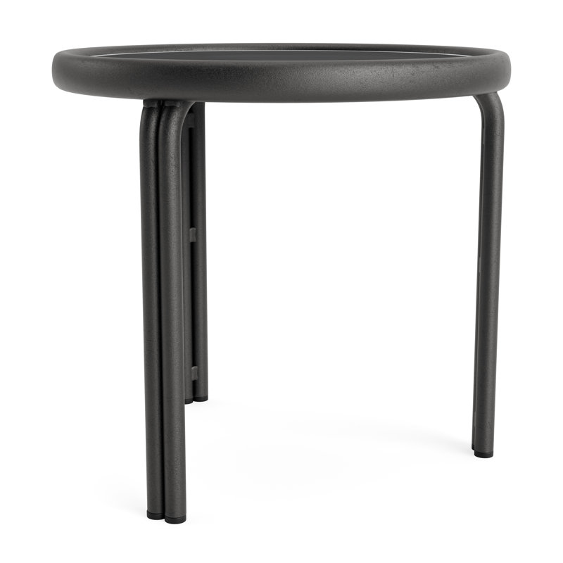 Kantan Outdoor Round Side Table, Textured Pewter