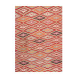 Vintage Tribal Kilim Rug In Red, Orange And Blue Geometric Patterns