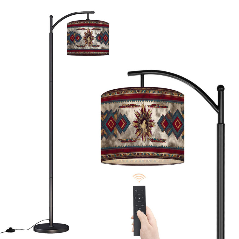 Lampe sur pied à arc avec abat-jour réglable Lampe tribale Navajo Tribal Native