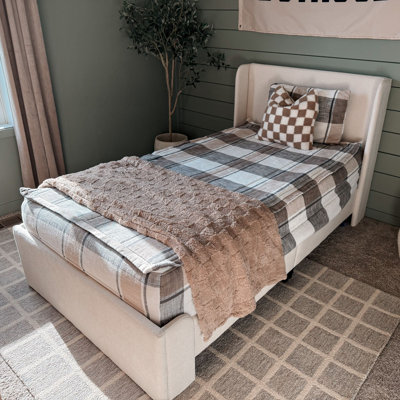 Solid Wood Upholstered Panel Bed