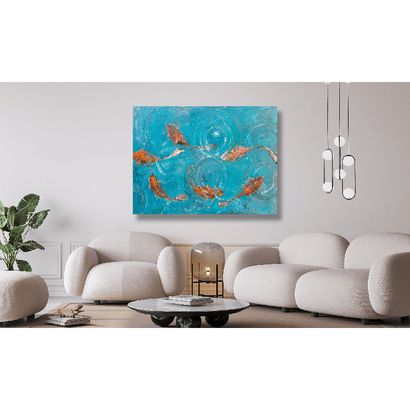 Koi Pond by John Beard - Artist Enhanced Canvas Print, 40" H x 60" W x 1.5" D