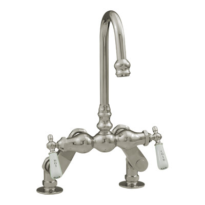 Deck Mount Tub Faucet with Porcelain Lever Handles by Strom Living