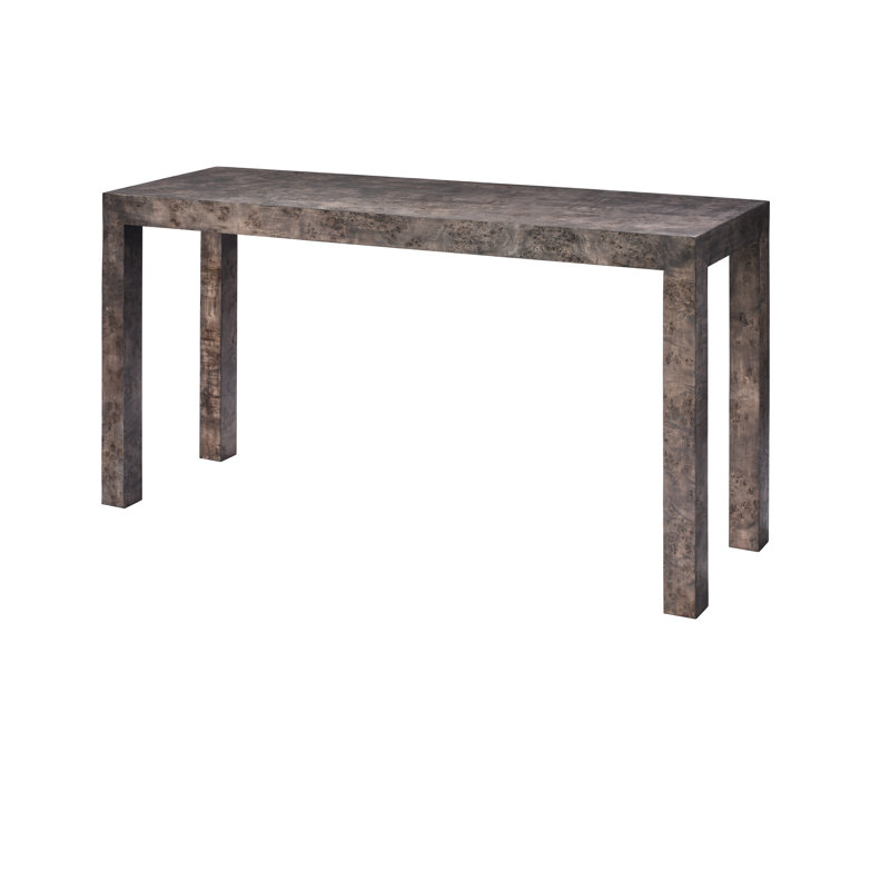 Gray Burl Wood Veneer Console Table, 60 Inch