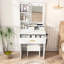 Coiffeuse avec éclairage DEL réglable, prise électrique et support pour sèche-cheveux - Style américain pour chambre à coucher - Gain de place - Montage facile - Miroir - Meuble blanc - Éclairage professionnel